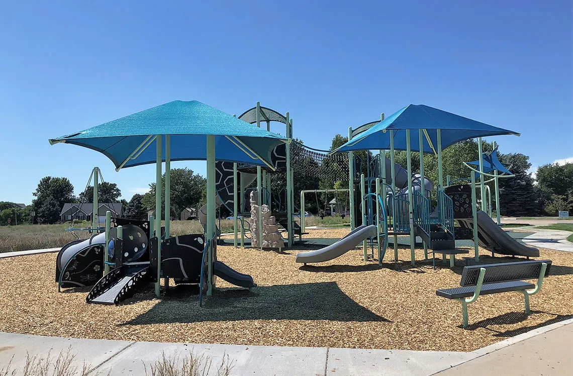 Shade cover for playground at Greeley West